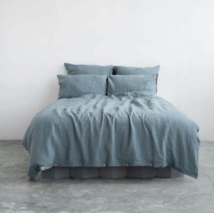 AD hotelska oprema Set lanene posteljine za krevet 180 x 200 - Blue fog slika proizvoda