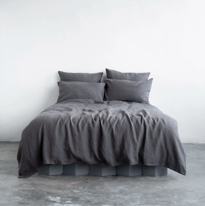 AD hotelska oprema Set lanene posteljine za krevet 180 x 200 - Dark grey slika proizvoda