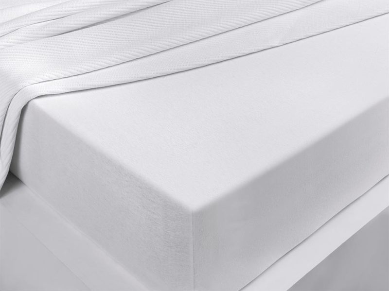 Jersey pamučna plahta sa gumicom za madrac 100 x 200 cm, Bijele boje