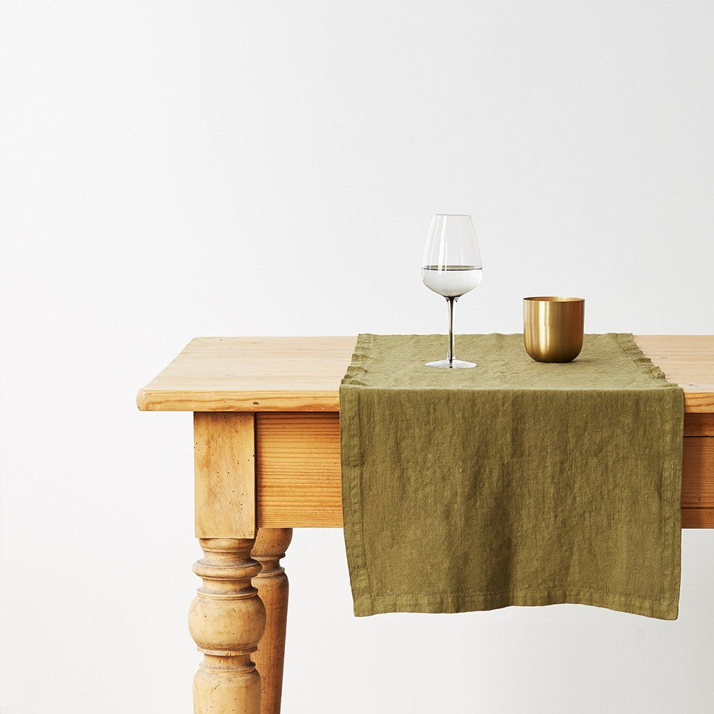 Lanena traka za stol – martini olive – 40 x 150