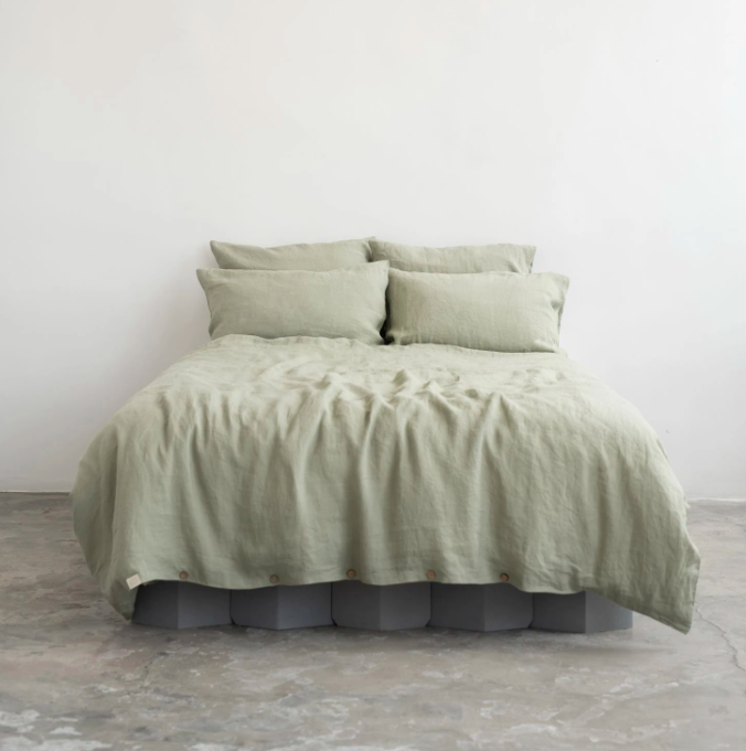 AD hotelska oprema Set lanene posteljine za krevet 180 x 200 - Sage slika proizvoda
